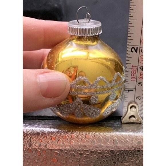 Vintage 2.5" DBGM West Germany Holly Berry Mercury Glass Christmas Gold Silver - Picture 8 of 8